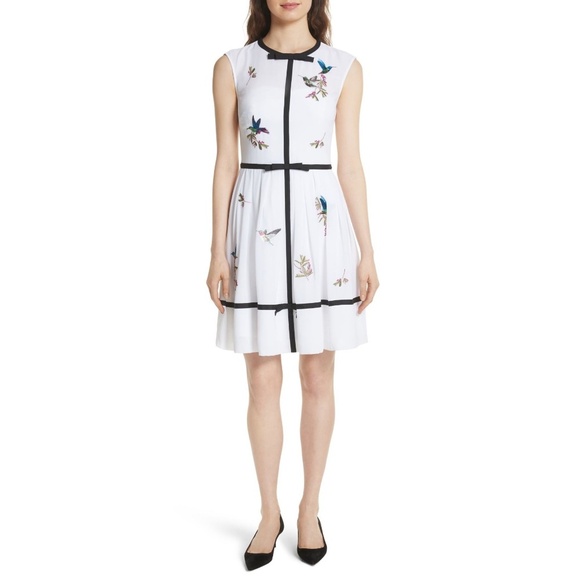 NWOT Ted Baker Iina Highgrove Embroidered Hummingbird Dress Size 3 or US 8 - Picture 1 of 5